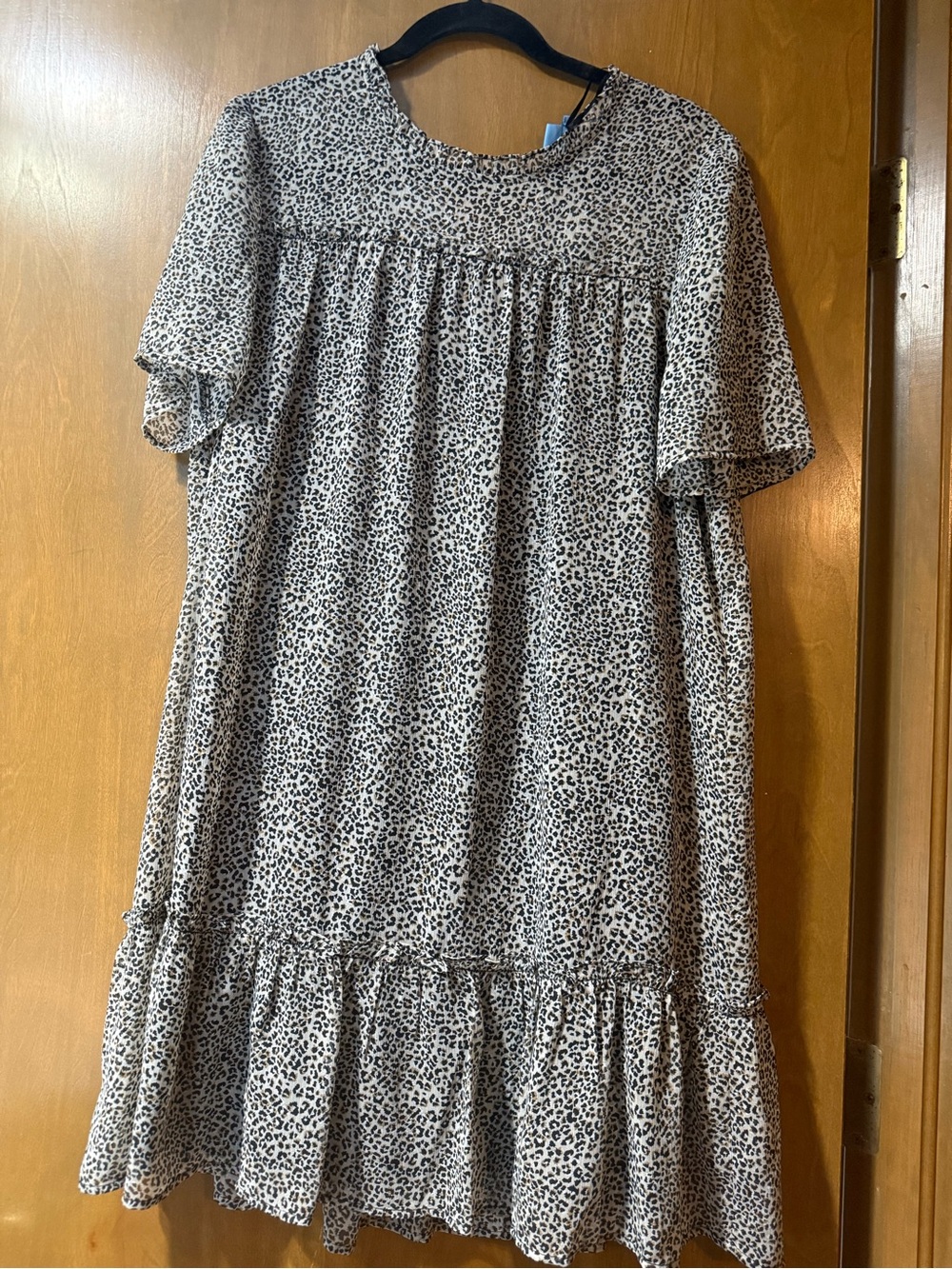 CeCe Black & Cream Leopard Print Ruffle Hem Dress